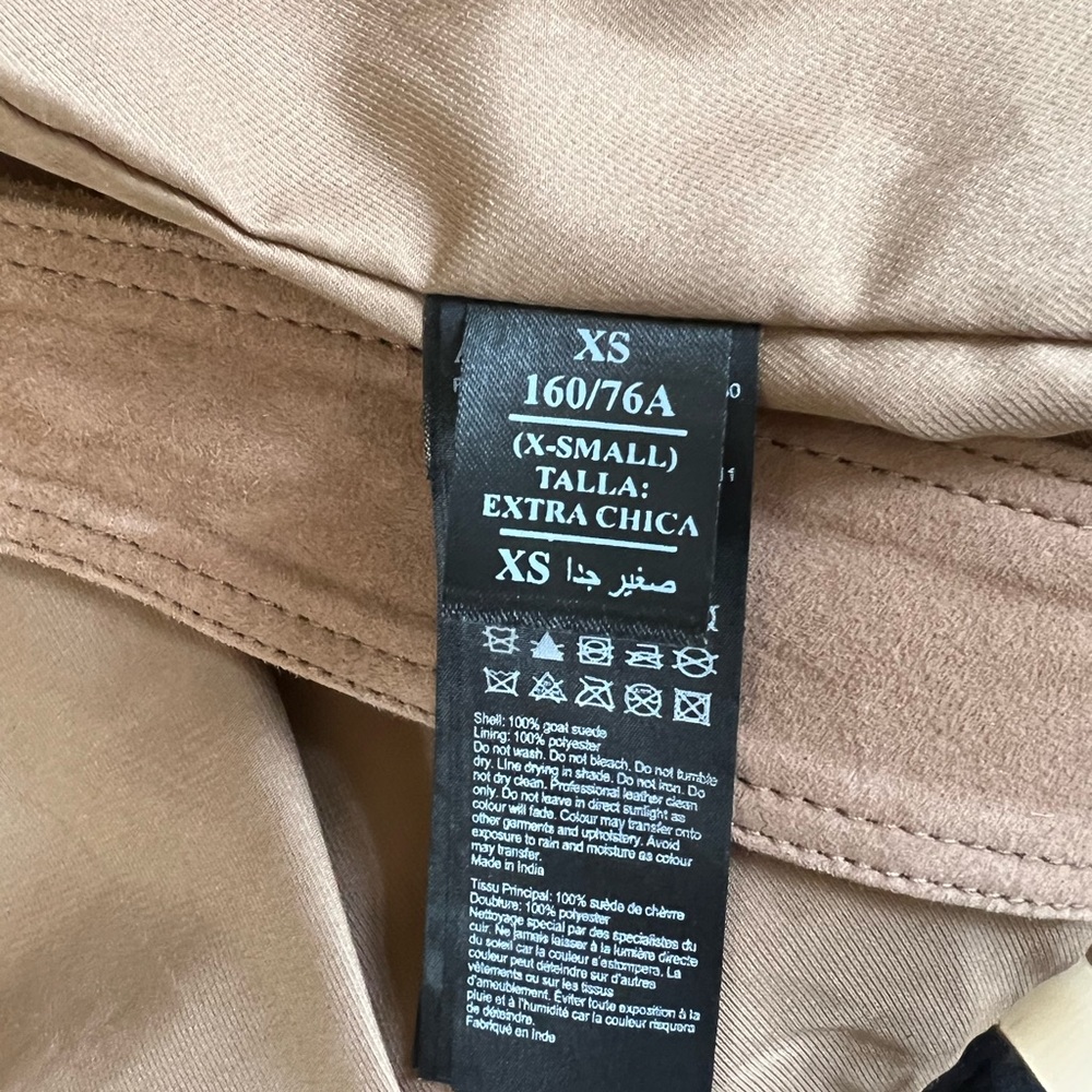 All Saints Luna Suede Biker Jacket XS Tan Brown - Picture 14 of 16